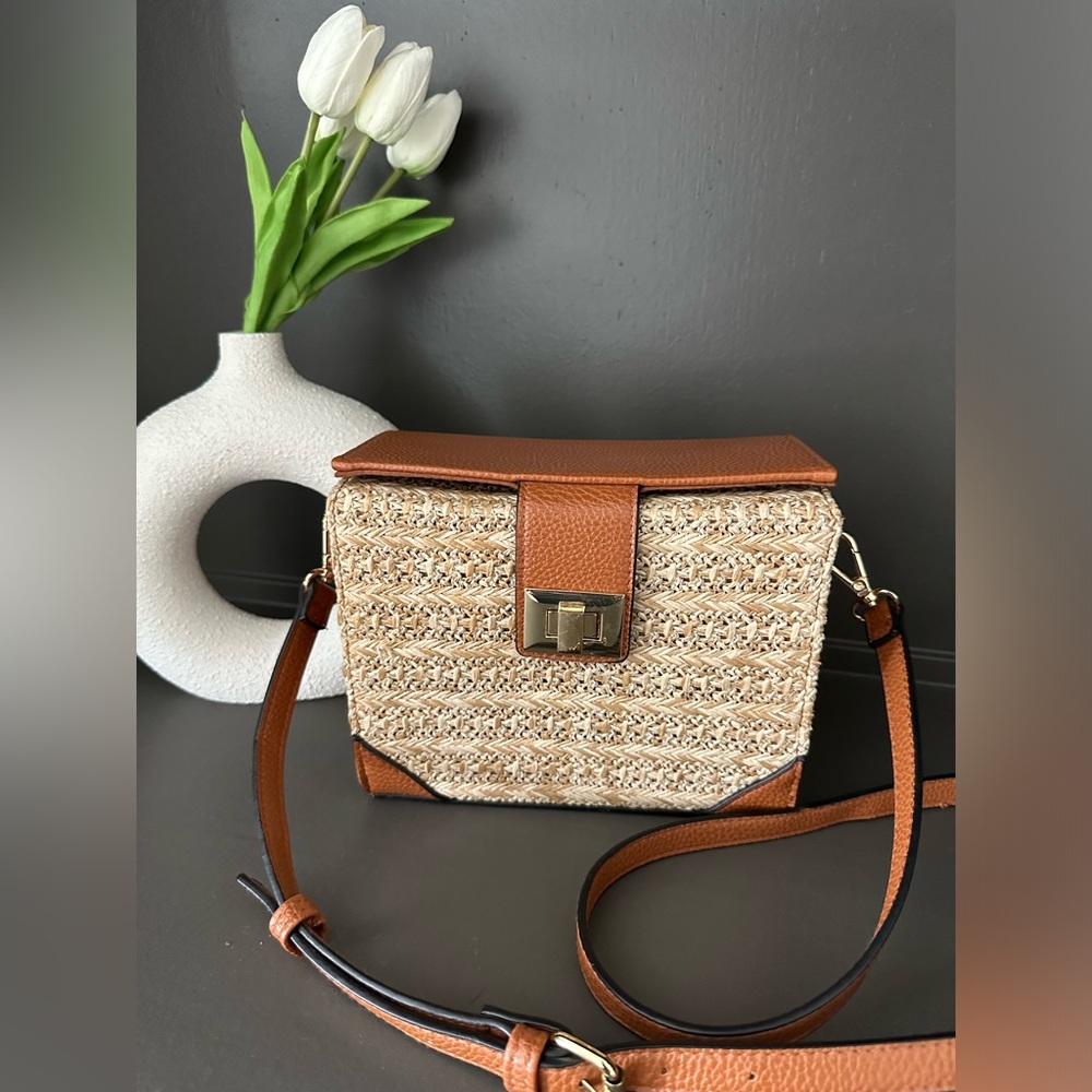 Steve Madden Wicker Purse w/ Gold Hardware